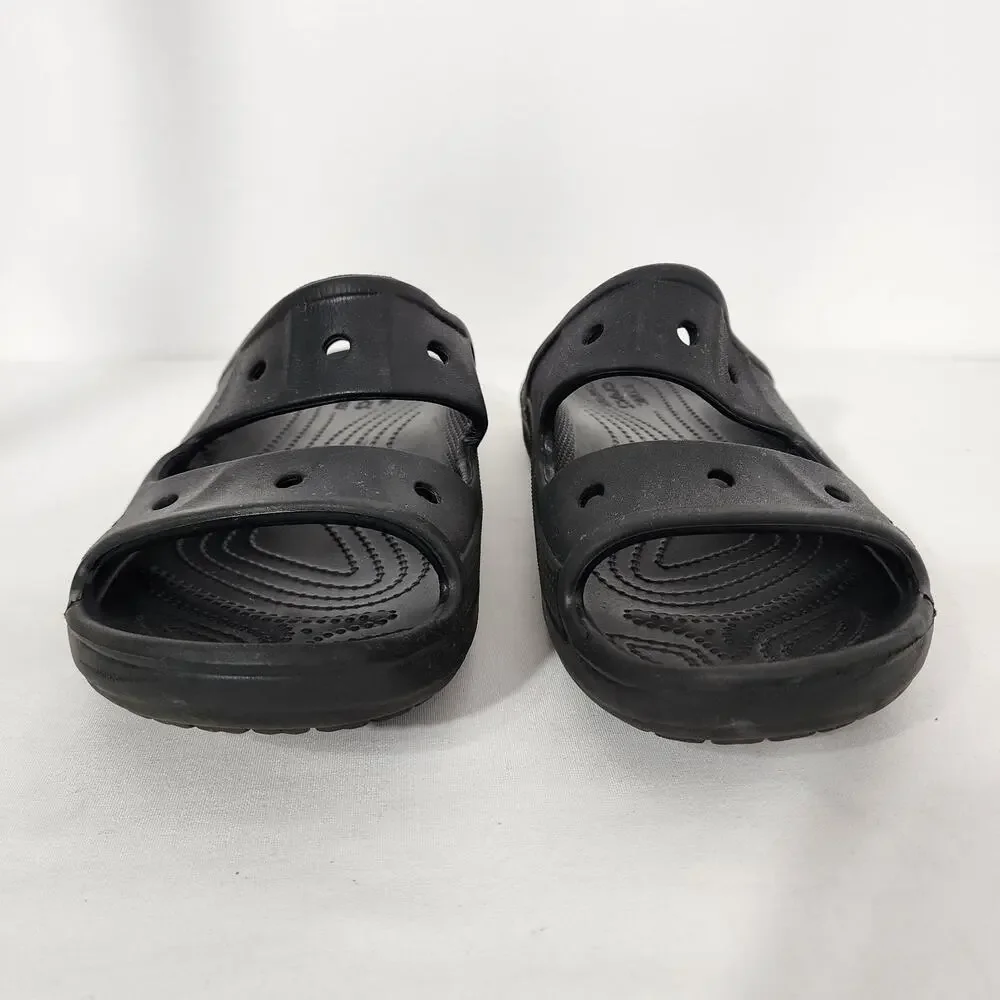 Crocs Uni-Sex Baya Sandals Size M 10 W 12 Black Two Strap Slids Slip On 207627
